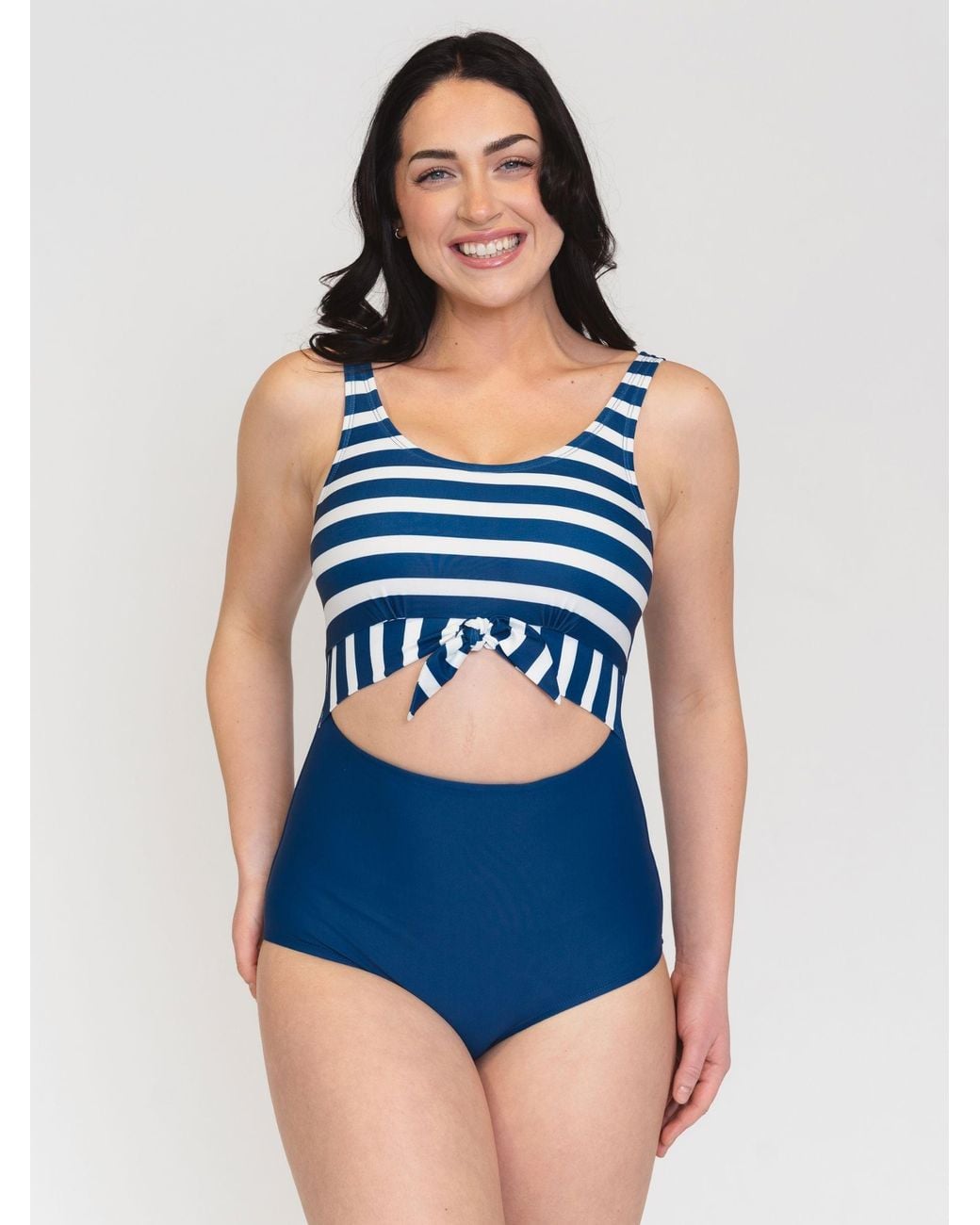 Lime Ricki Swimwear Blue Stripe Knotted One-Piece