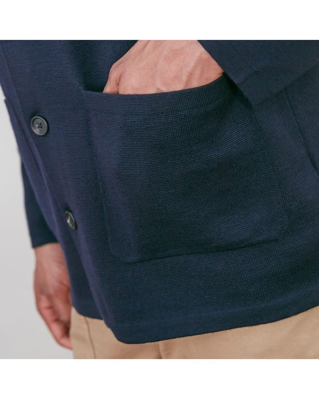 Paul James Knitwear Blue Extra Fine Merino Wool Fabrizio Work Shirt for men