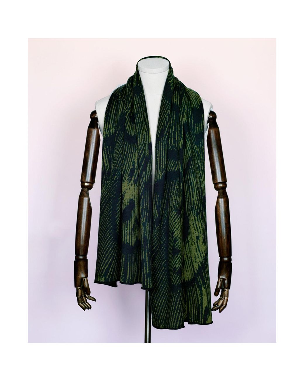 Essien & Emre Green Volucer Pattern Merino Wool Scarf Forest for men
