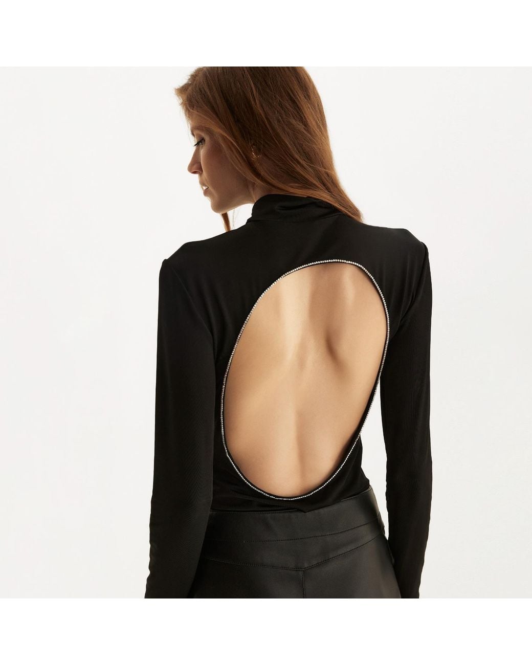 Lita Couture Black Viscose Open Back Top