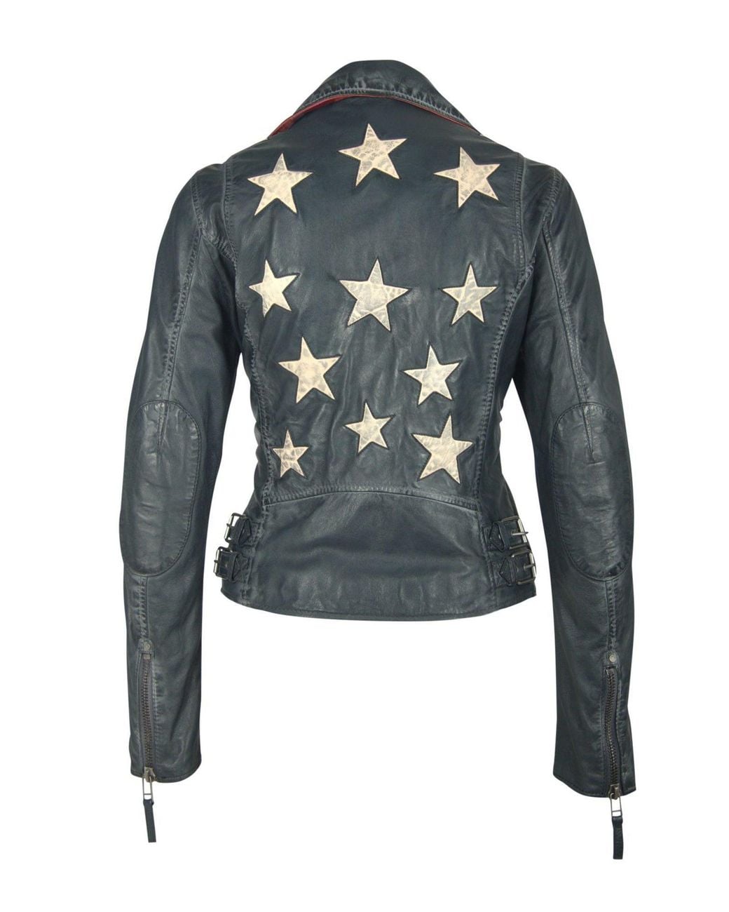 Mauritius Blue Star Lambskin Leather Jacket Christy