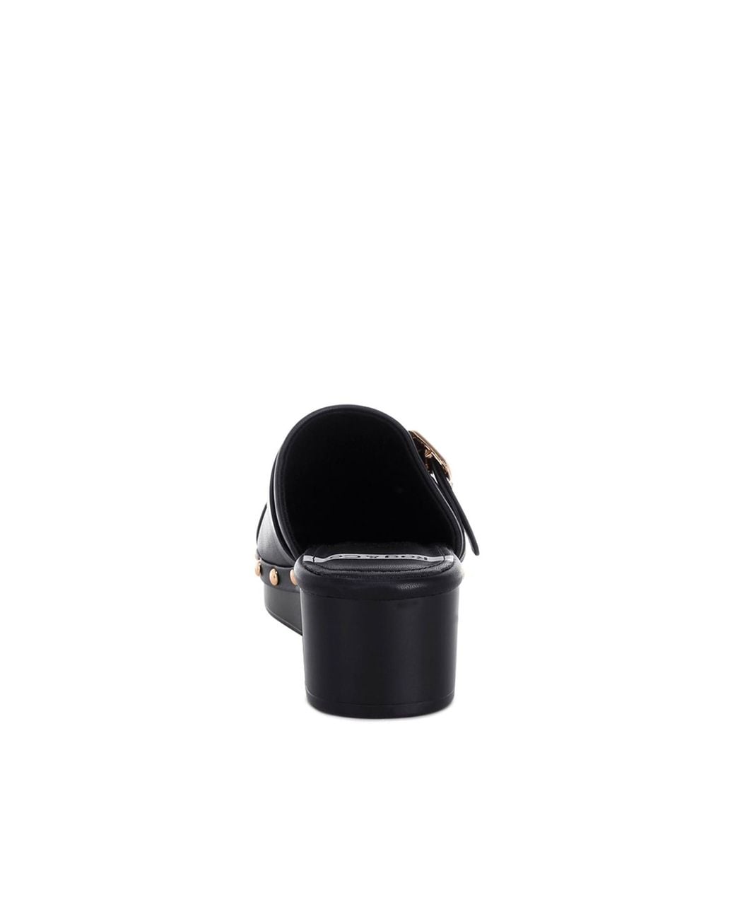 Rag & Co Black Pinto Studded Genuine Leather Clogs