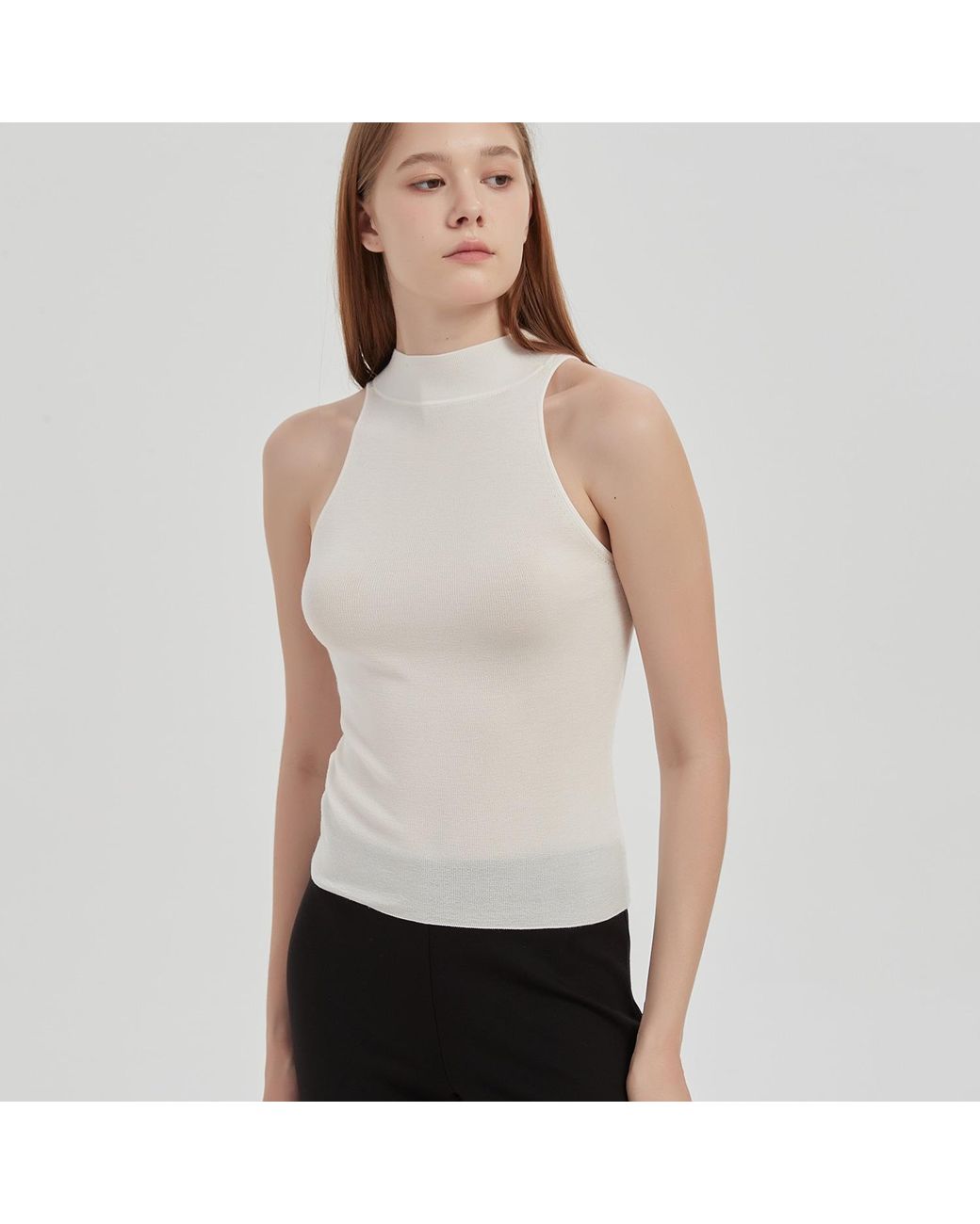 NUAJE NUAJE White May Halterneck Wool And Silk Knit Tank