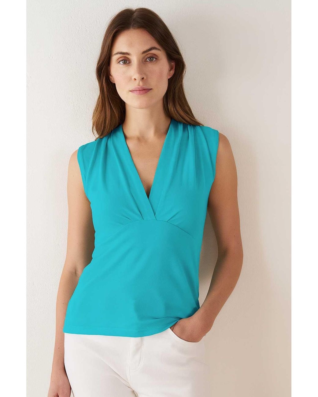 Conquista Blue Sleeveless Cotton Jersey Top