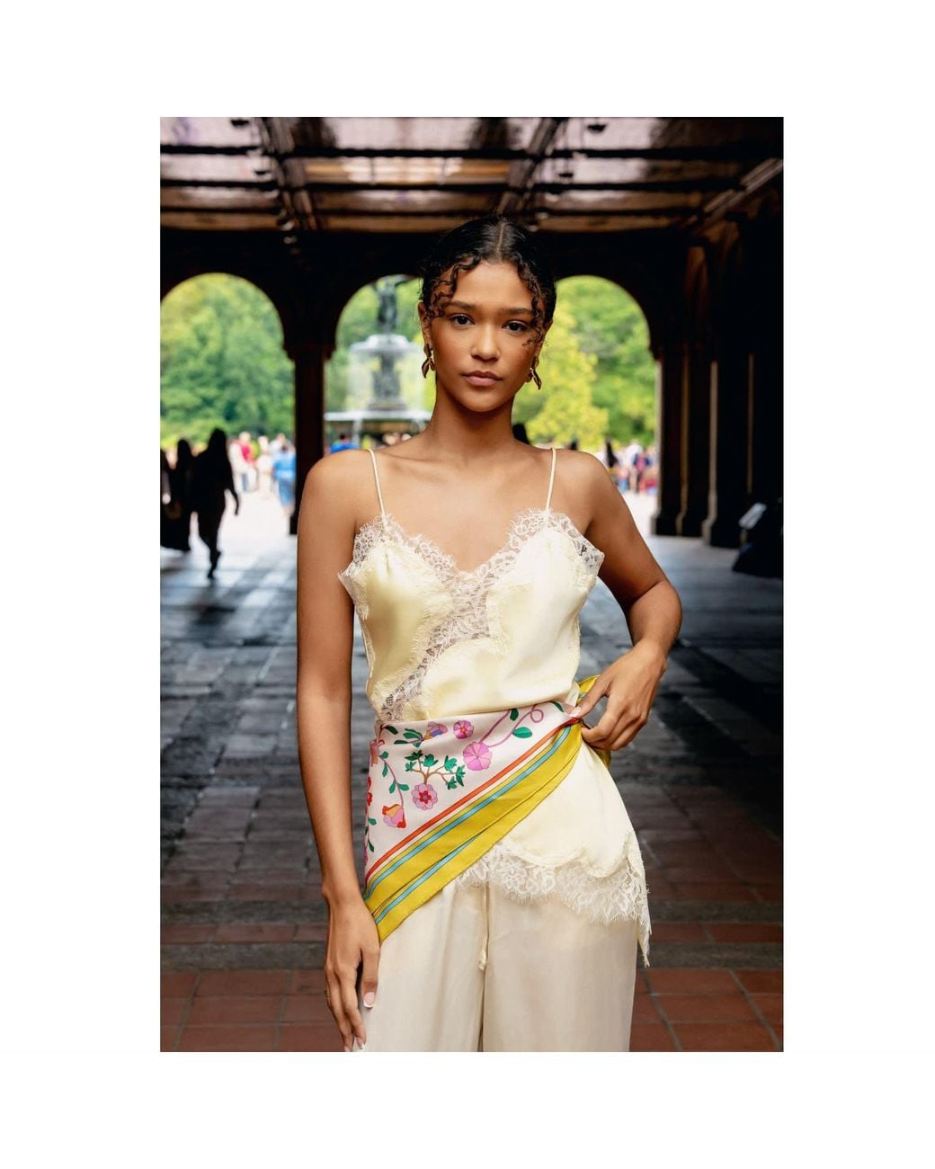 Jessie Zhao New York Pink Neutrals Limoncello Jardin Double Sided Silk Scarf