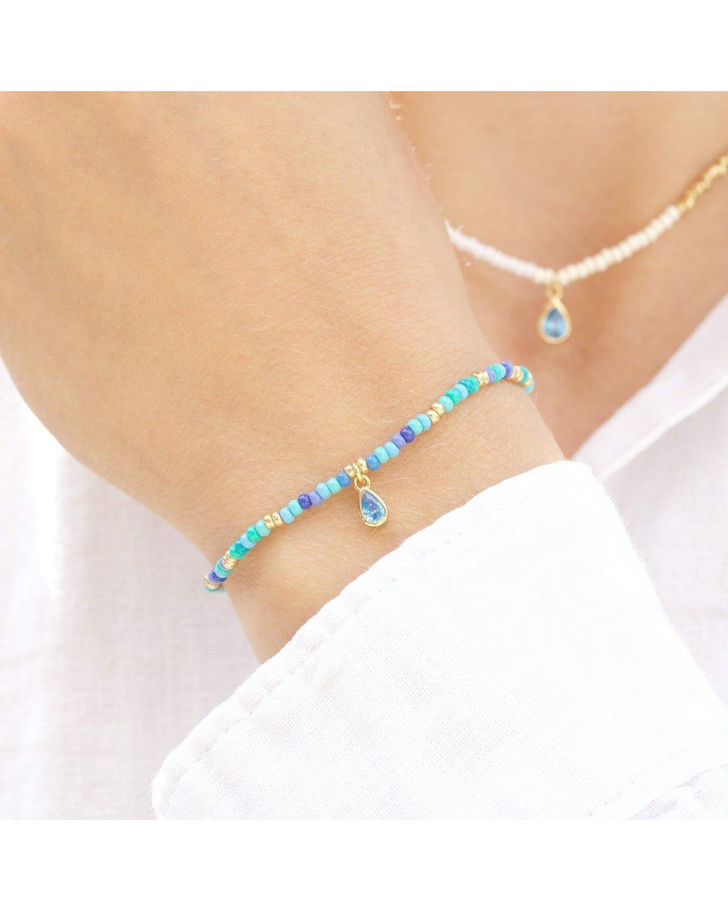 With Love Darling Metallic Water Drop Beaded Bracelet