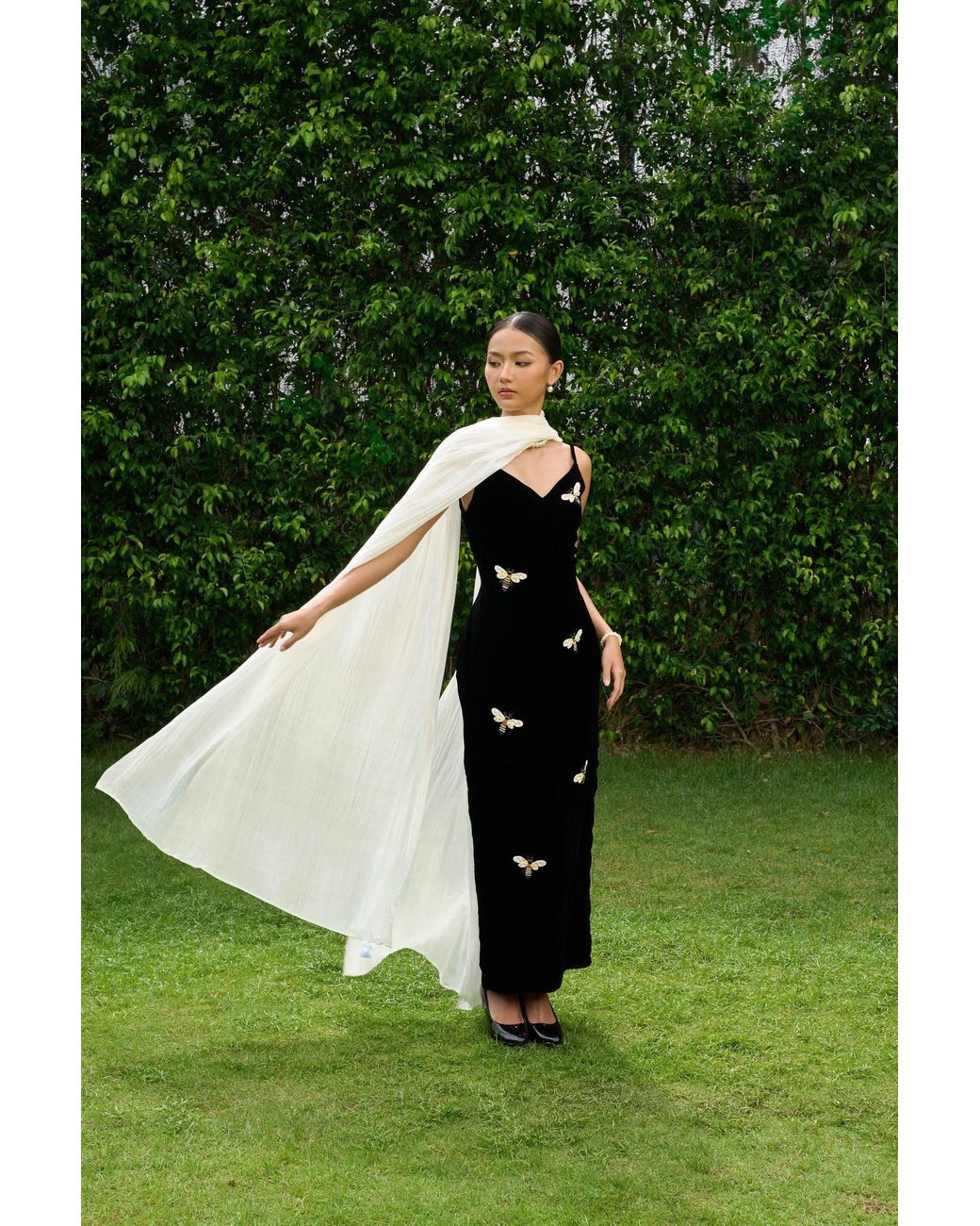Silk and Bears White Pearl Mulberry Silk Bridal Shawl — Extra Long Wrap
