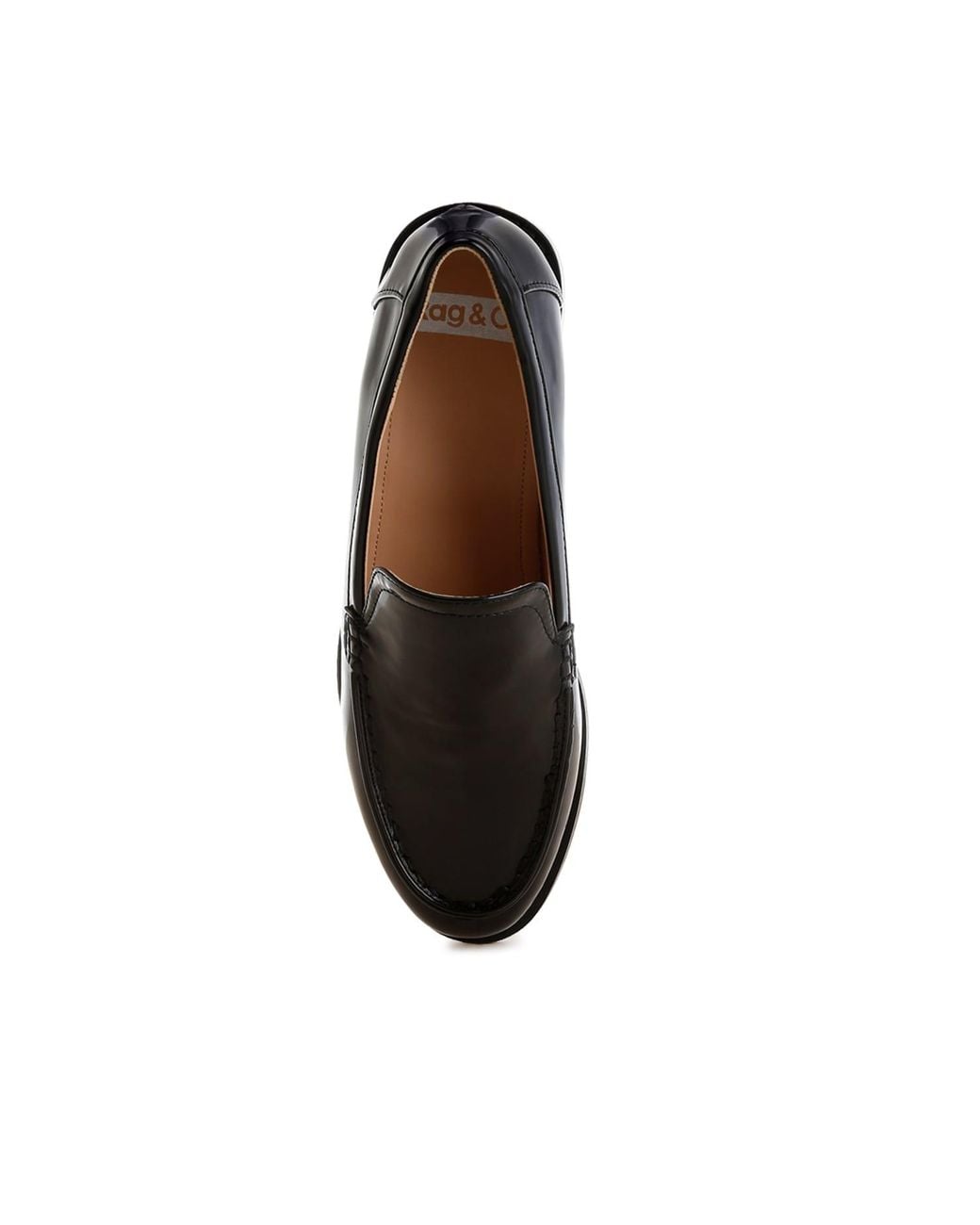 Rag & Co Black Corleone Pleather Stacked Heel Loafers