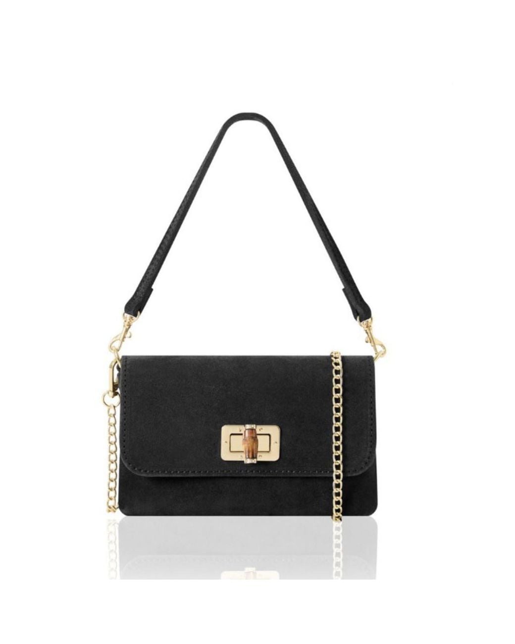 Betsy & Floss Black Cori Suede Handbag And Clutch Bag