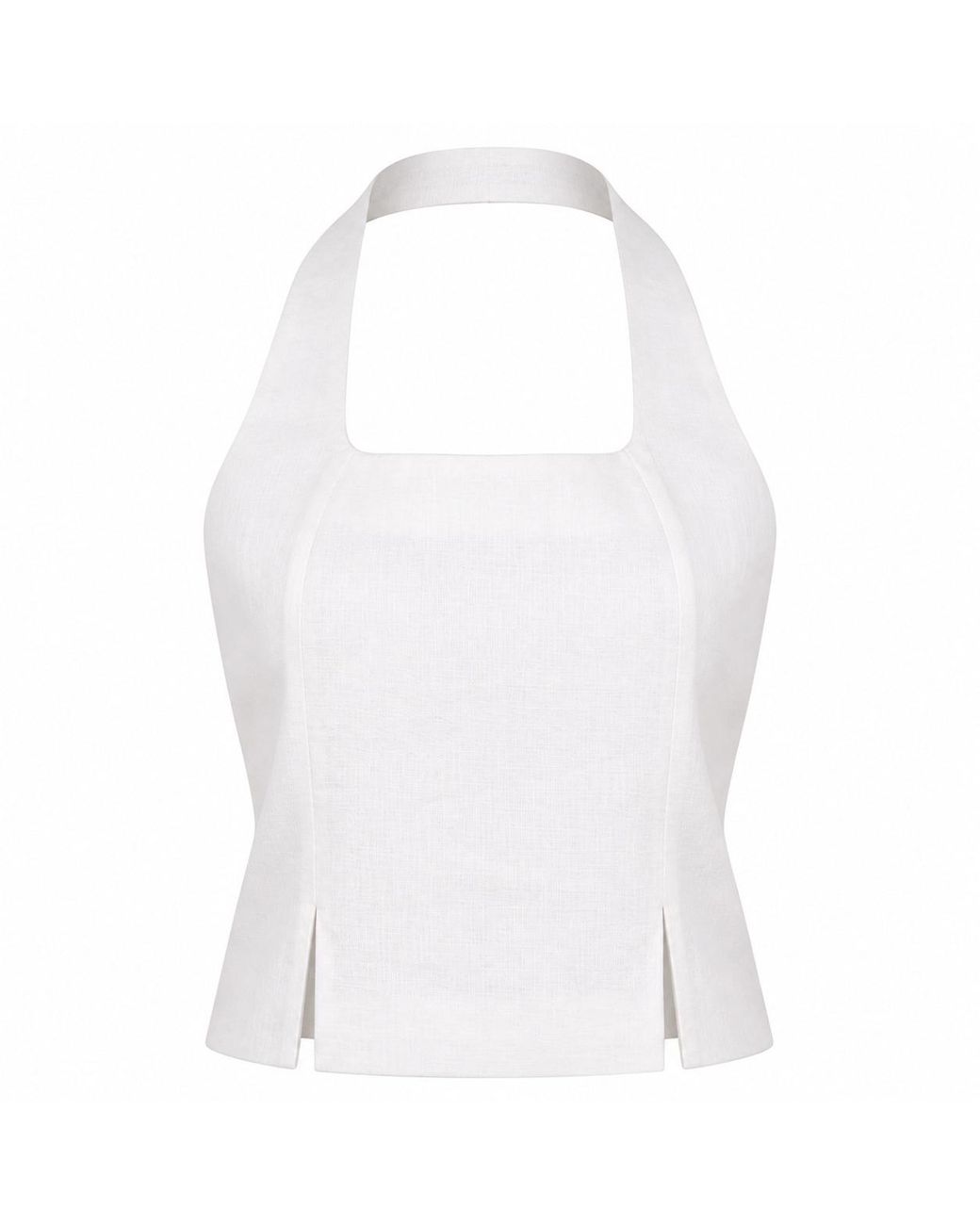 Lumina Eligma White The Halterline Linen Blouse