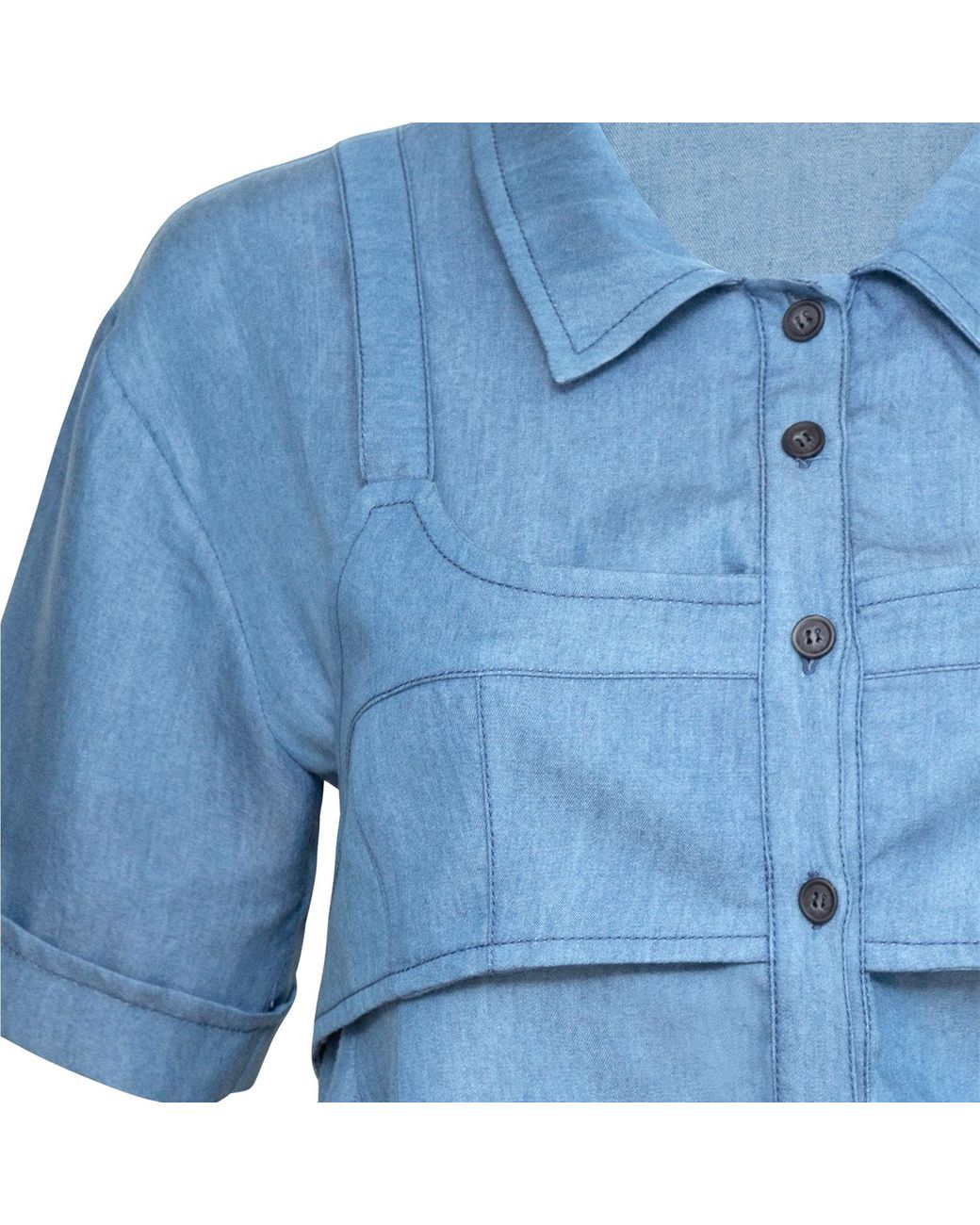 Audrey Vallens Blue Denim Affair Tencel Bralette Shirt