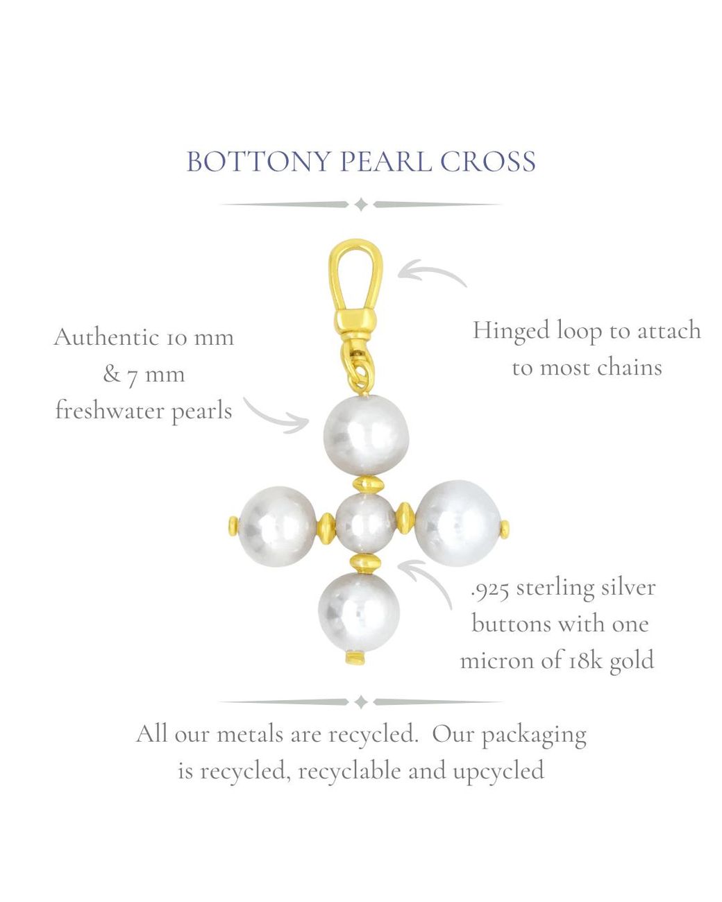 GEM BAZAAR Metallic Bottony Pearl Cross