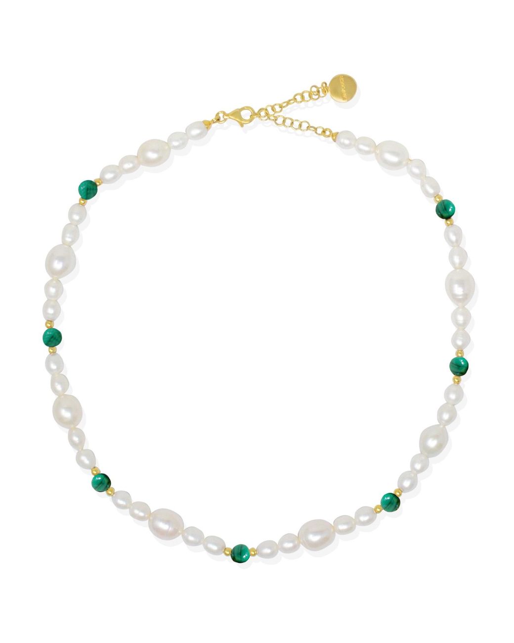 Vintouch Italy Metallic Bianca-Plated Pearl And Malachite Necklace