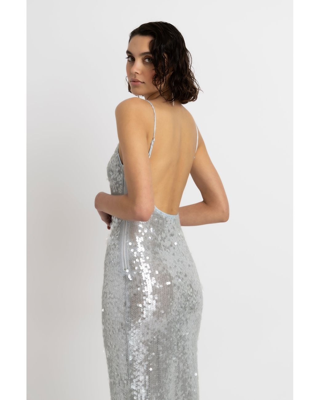 Amy Lynn White Gigi Ice Sequin Maxi Dress