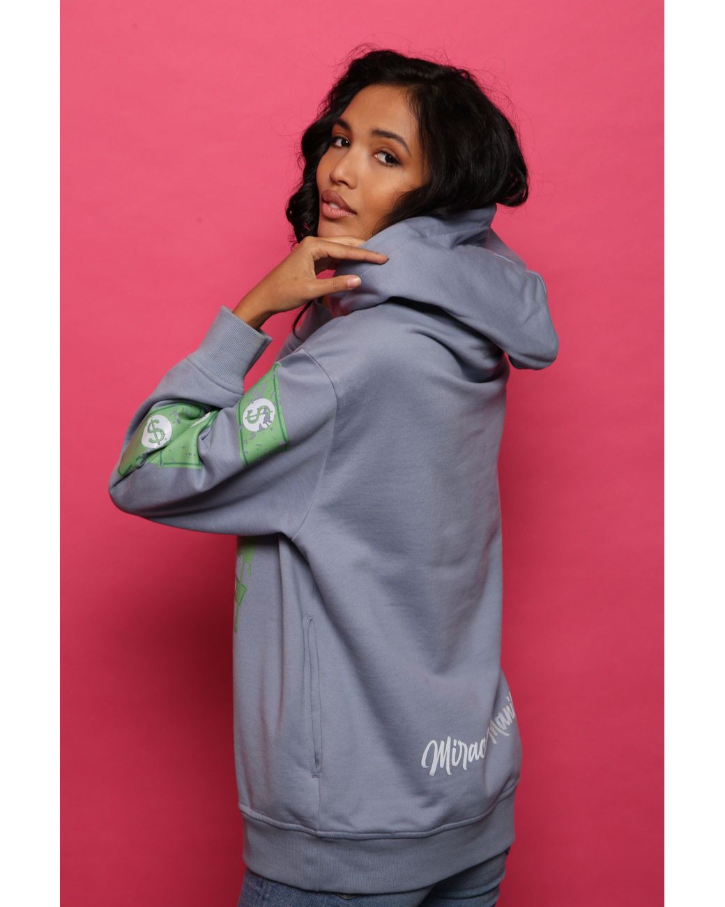 Miracles Manifester Blue Inspirational Affirmation Hoodie With Reflective Design