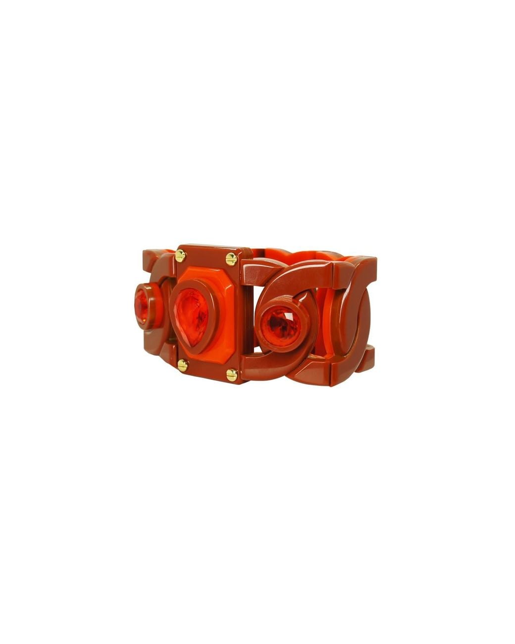 Gissa Bicalho Red Handmade Acrylic Bracelet Links And Stones Cinnamon