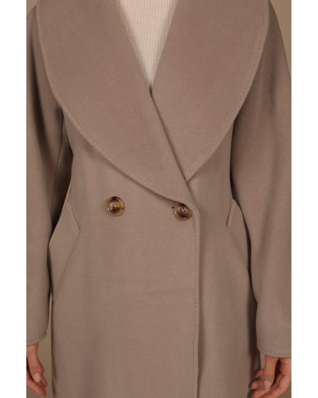 Santinni Brown 'Hepburn' 100% Italian Virgin Wool & Cashmere Coat