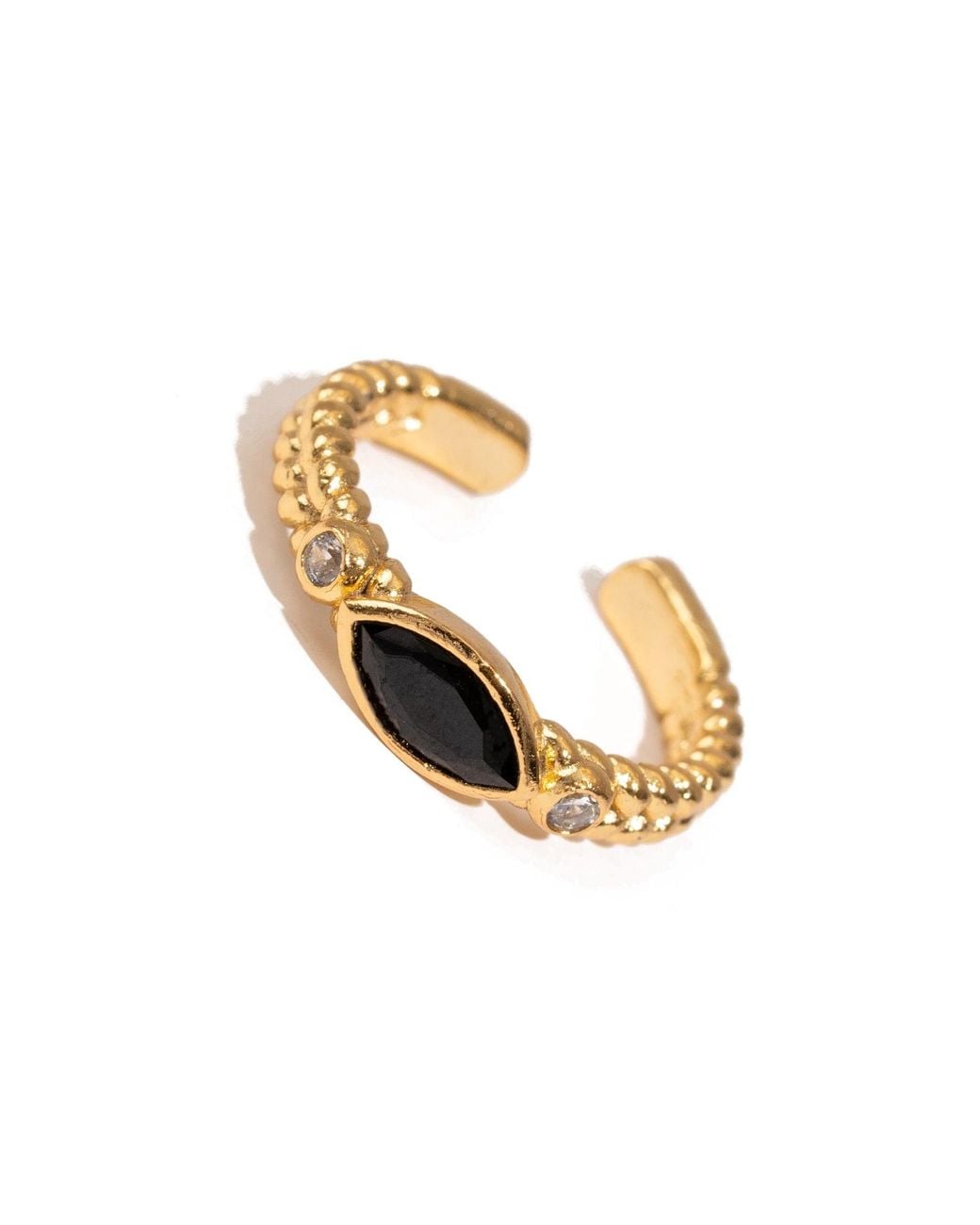 Ebru Jewelry Metallic Onyx Teardrop Gemstone Adjustable Ring
