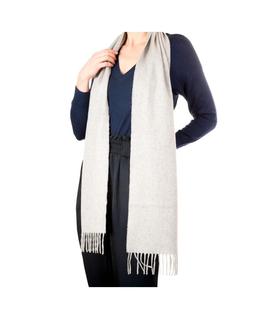Kinalba White Oban Light Cashmere Scarf for men