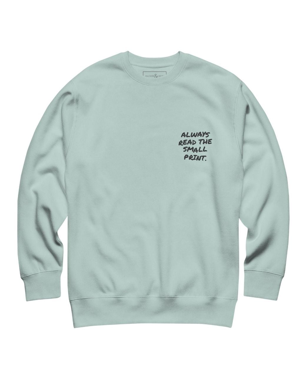 Anchor and Crew Green Ice Small Print Annotations Organic Cotton Sweatshirt