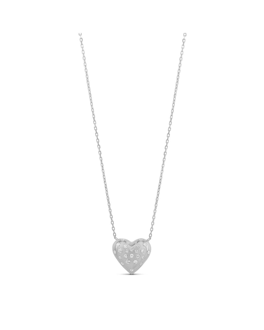 SHYMI Metallic Scattered Stone Puffy Heart Necklace