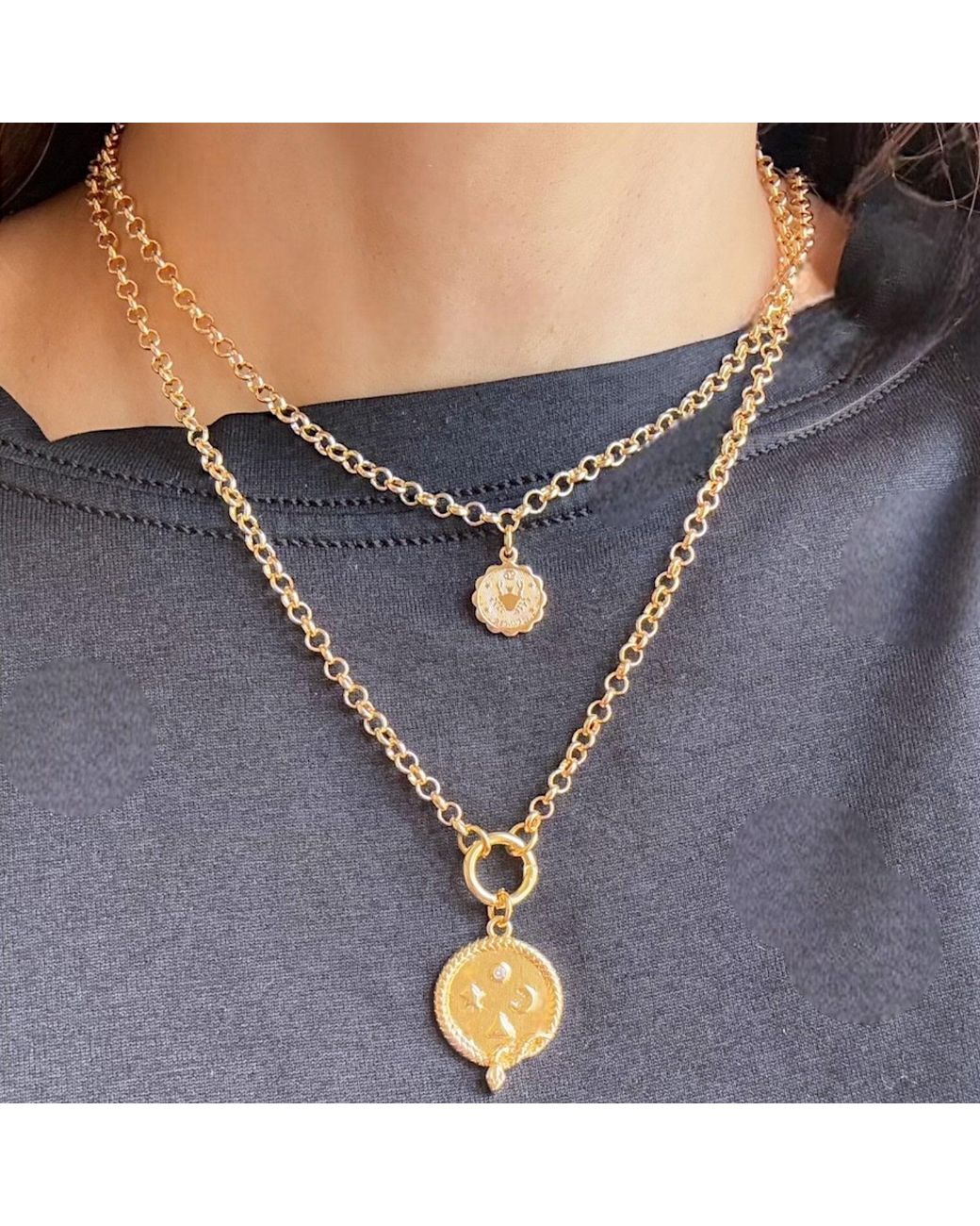 Alexie of Athens Metallic Leo Zodiac Mini Medallion Chain Necklace