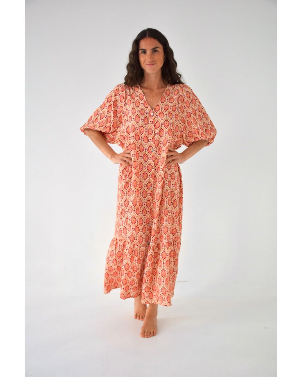 Mind Traveler Orange Mica Burgundy Dress