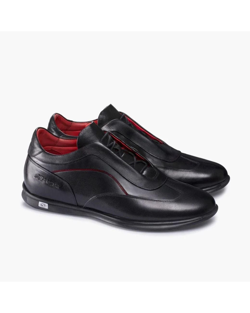 Armos Black Leather Sneaker With Lines for men