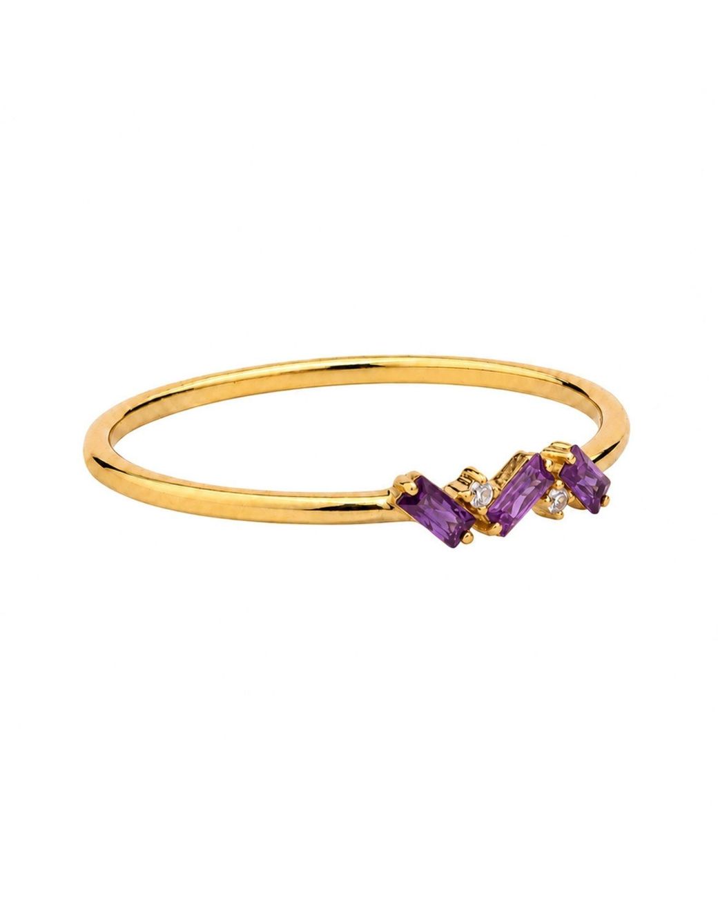 Belinda Jewelz Metallic Amethyst Triple Baguette Birthstone Ring