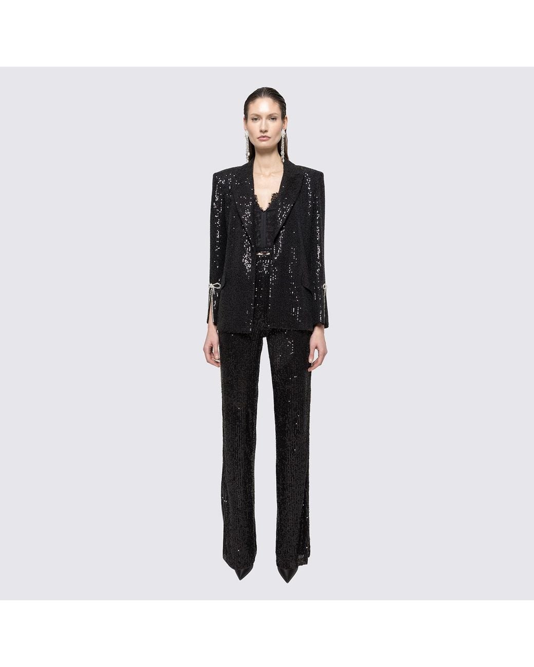 Nissa Black Sequin-Embellished Blazer