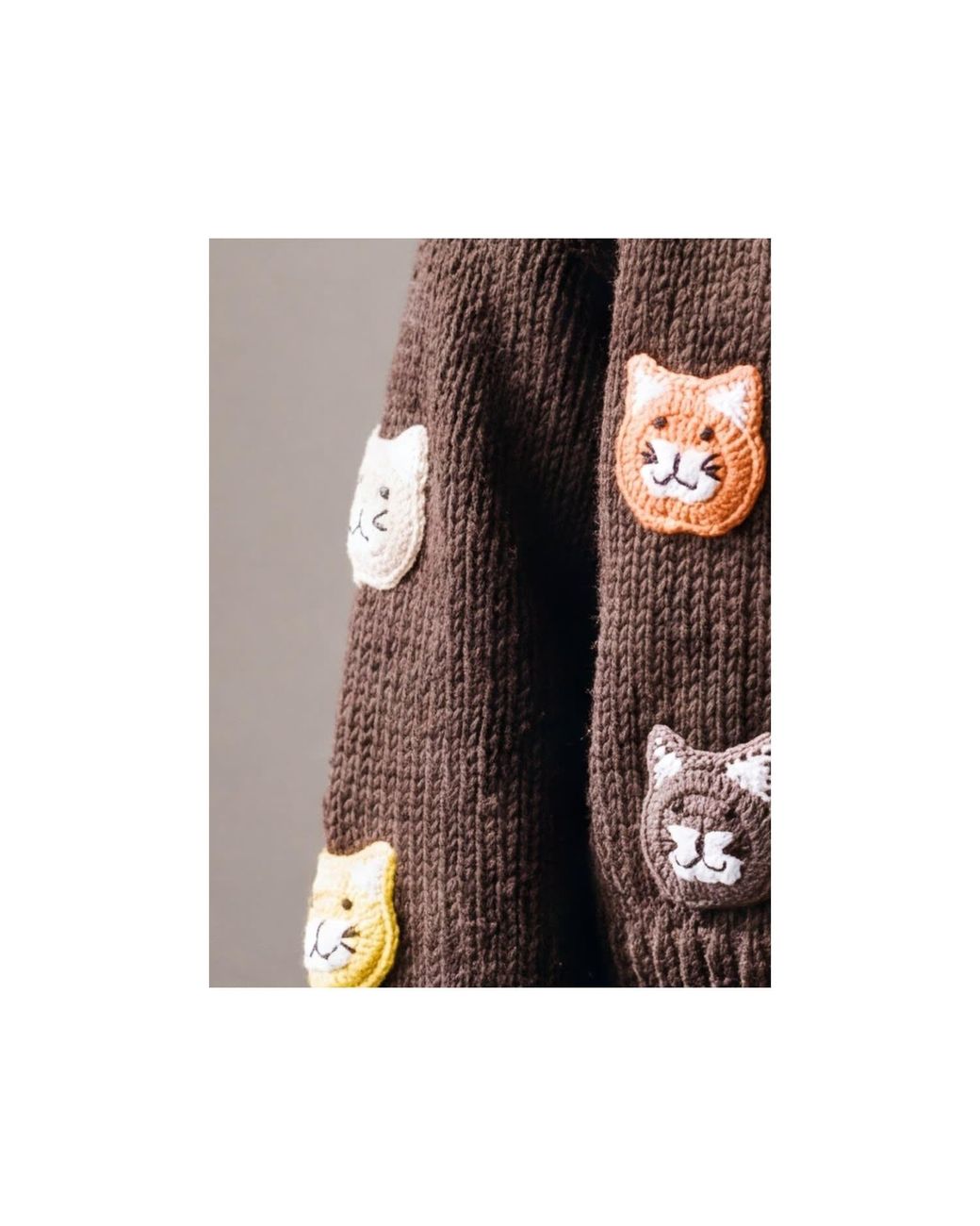 Ana Chic Black Cat Motif Handmade Knitted Cardigan