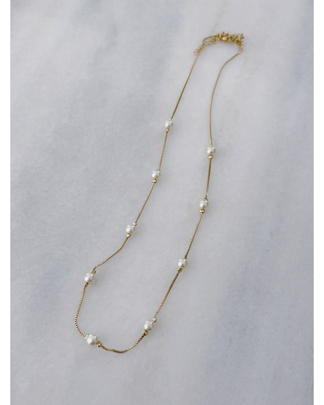 Carolina Benoit White Dainty Bites Pearl Necklace