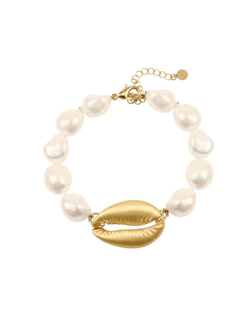 LINYA JEWELLERY Metallic Sea Shell Baroque Pearl Bracelet