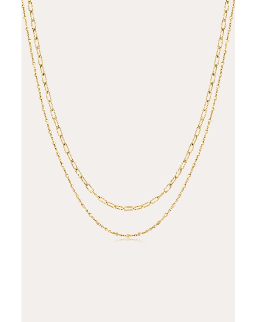 Vanhi Metallic Mini Paperclip Double Chain Necklace