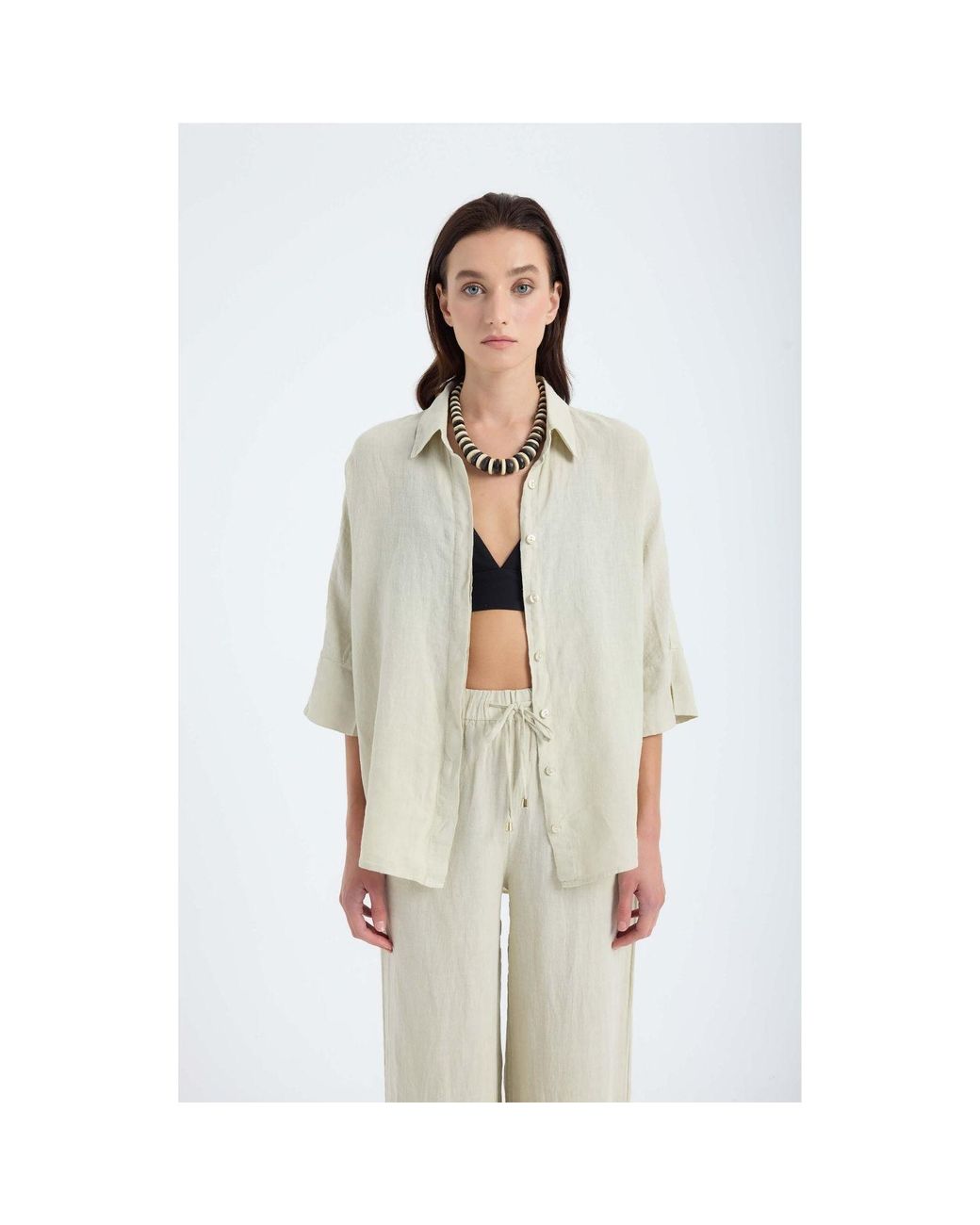 Monlicia Natural Neutrals Iyan Linen Oversize Shirt