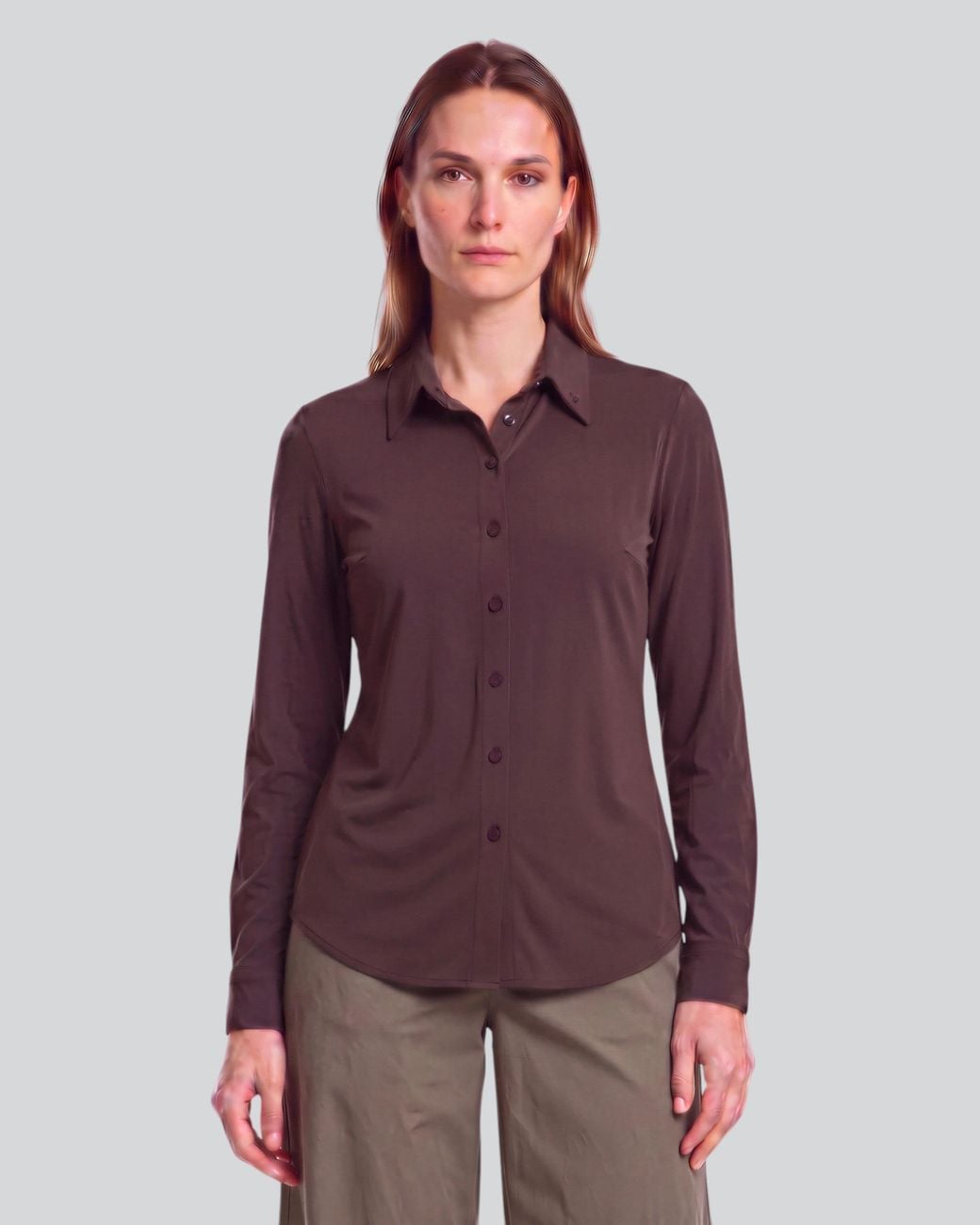 Lords of Harlech Purple Stephanie Brownie Lyocell Stretch Long-Sleeve Shirt