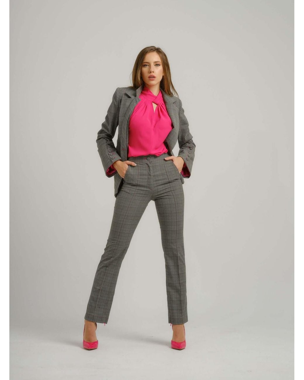 Tia Dorraine Gray Get Down To Business Tailored Asymmetric Statement Blazer