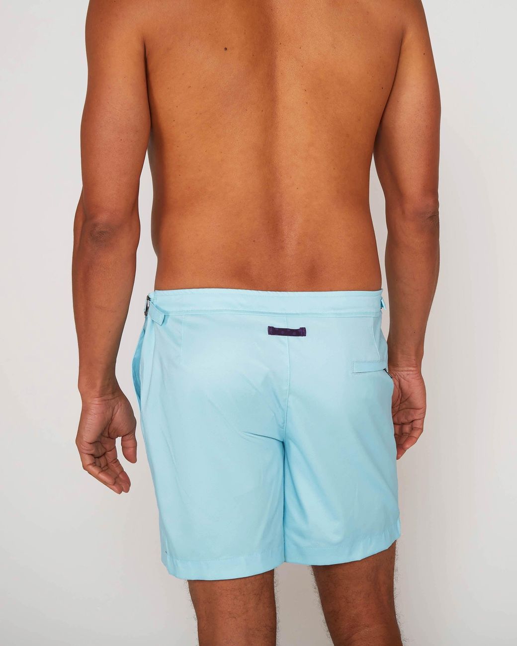 Lords of Harlech Blue Neptune Oxford Tailored Swim Short for men