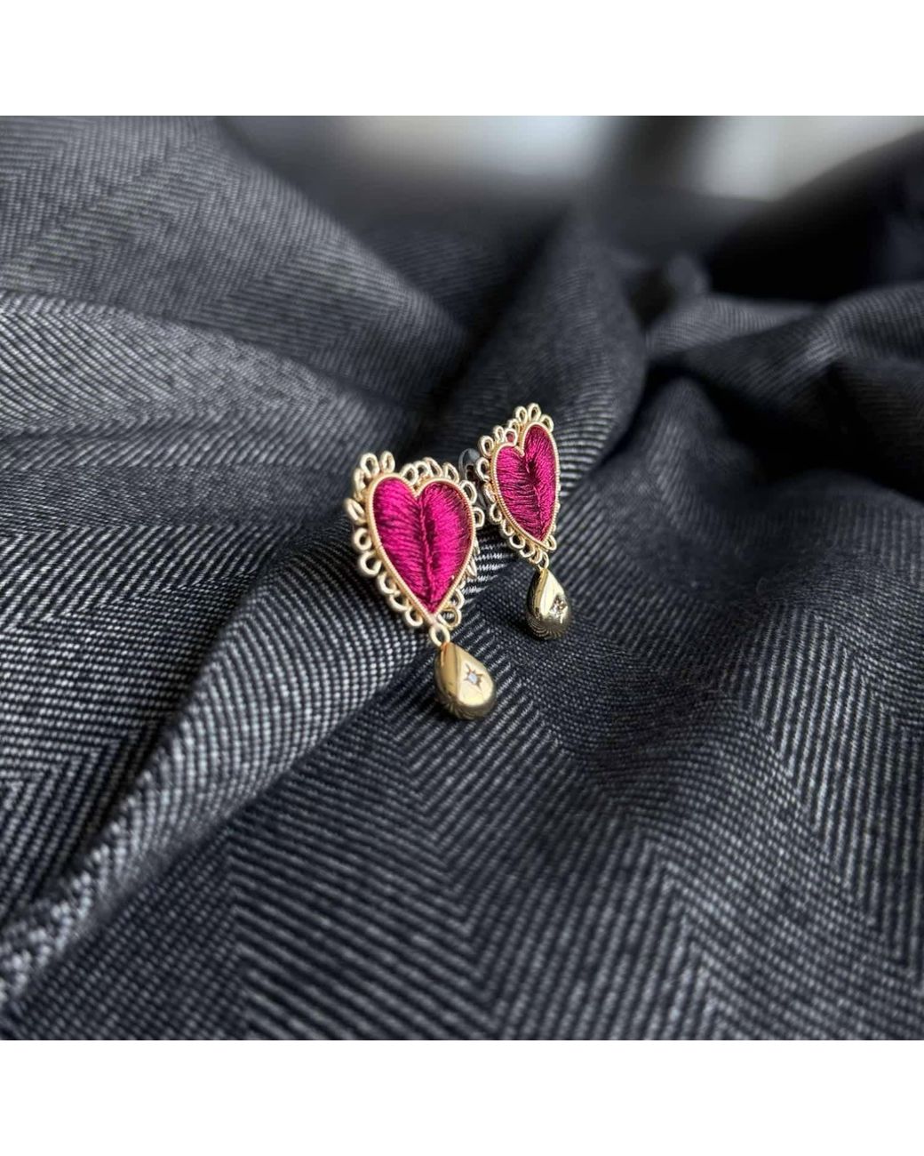 VETKA Purple Heart Stud Earrings- Heart Of Fire