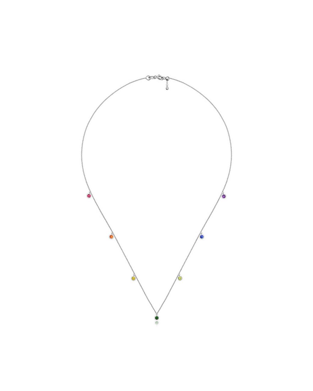 Genevieve Collection Metallic 18K Raindow Color Gemstone Necklace Choker