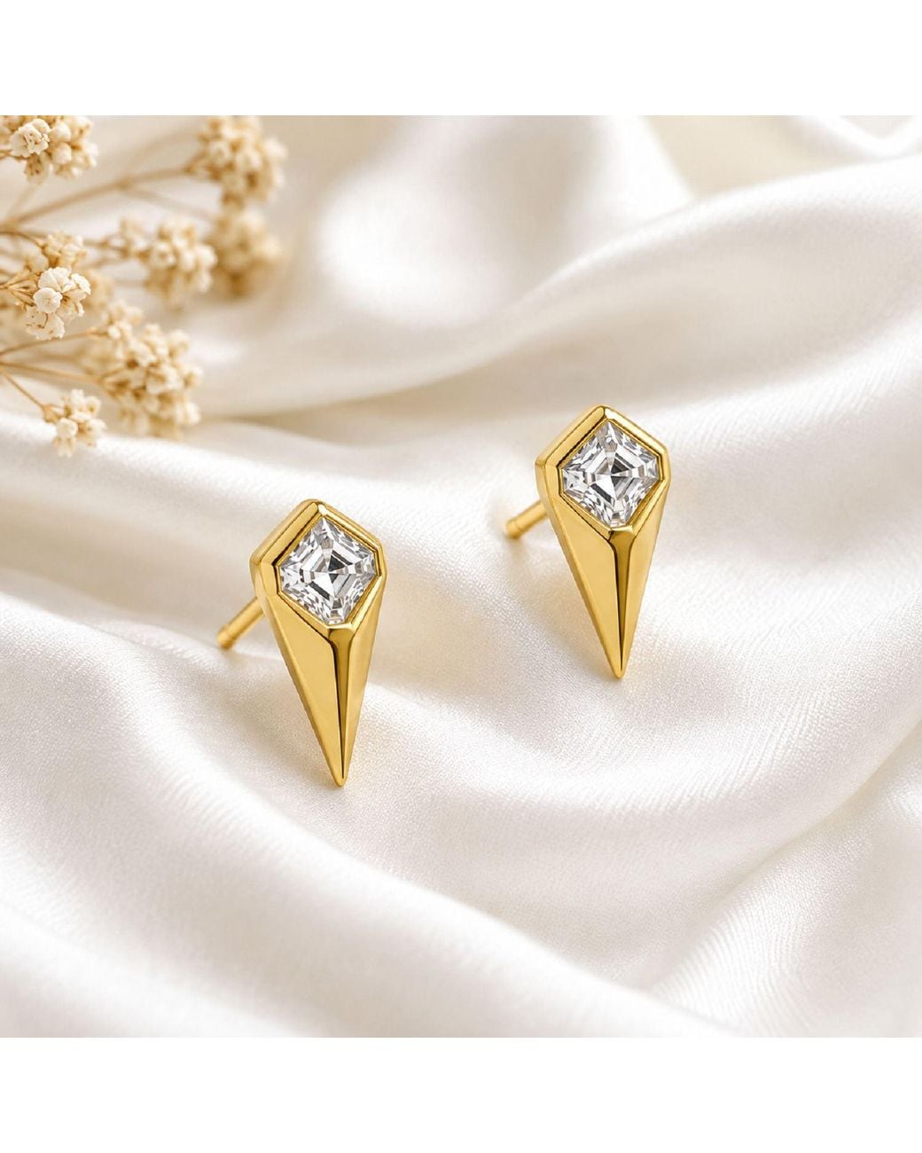 Artisan Multicolor 14K Asscher Cut Diamond Geometric Stud Earrings