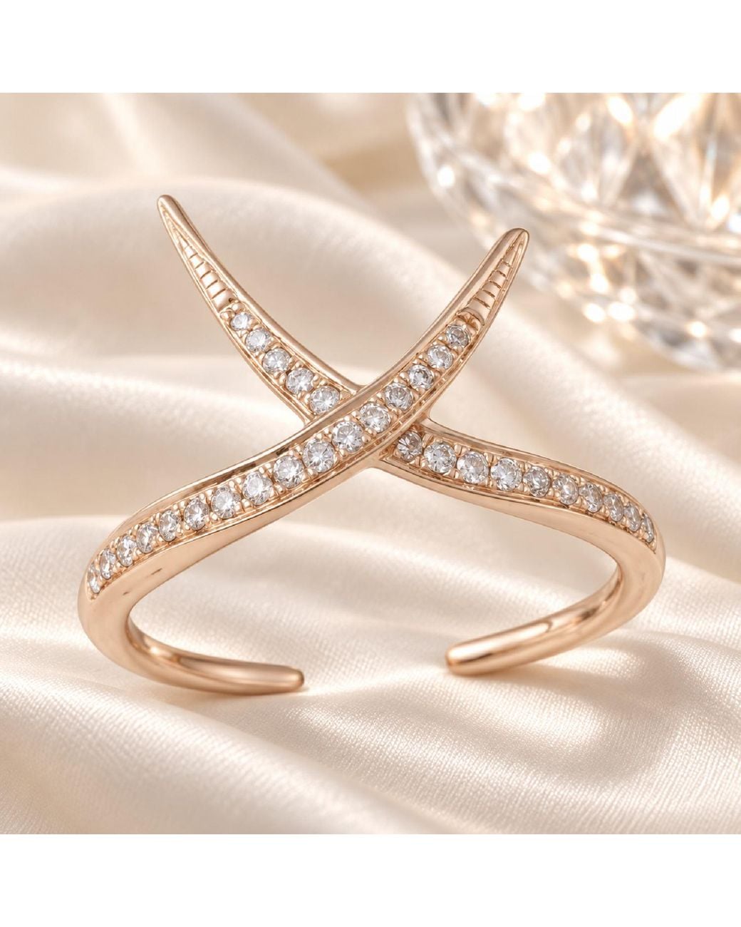 Artisan Metallic 14K Diamond Open Crossover Ring