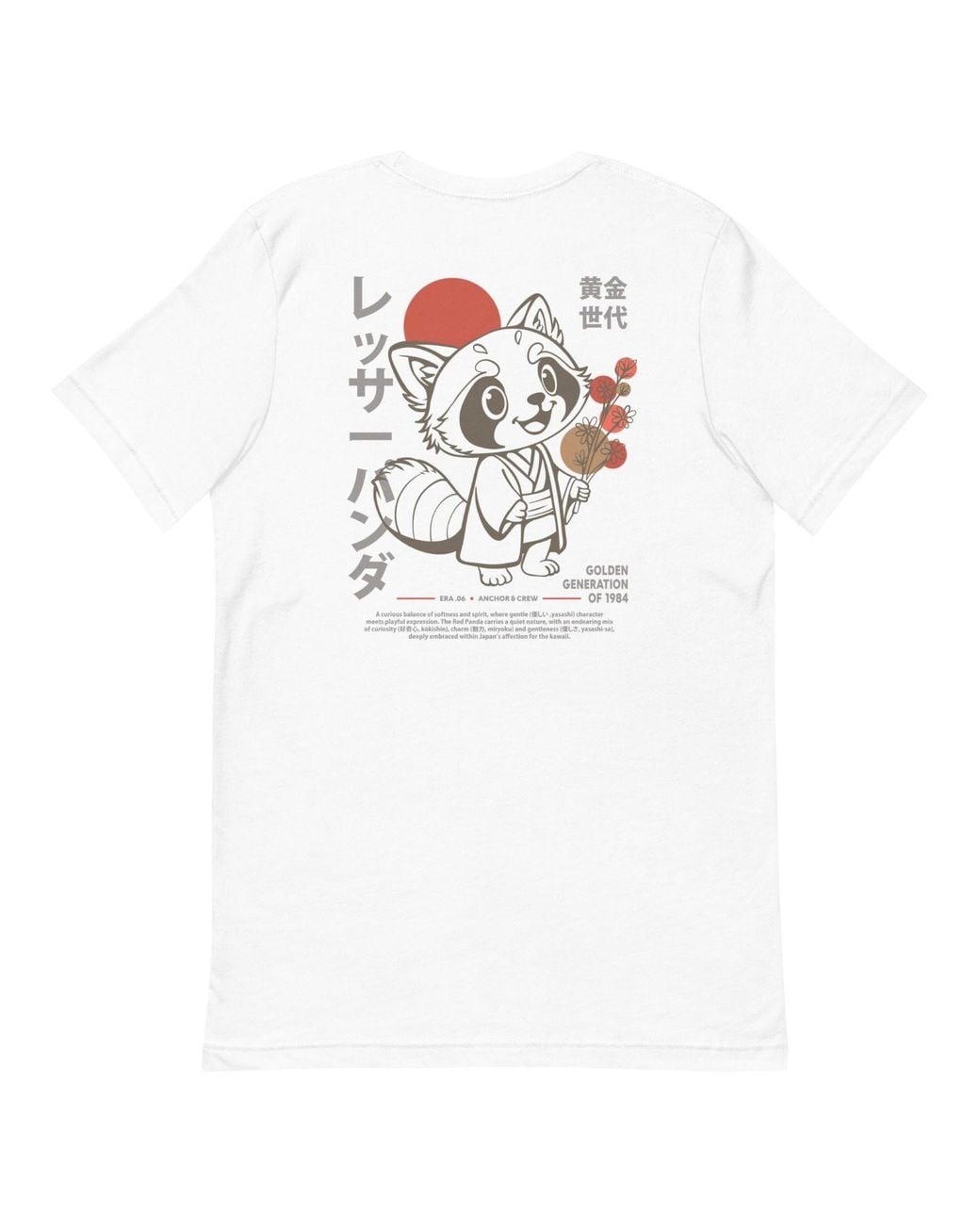 Anchor and Crew White Six Panda Japan Era Organic Cotton T-Shirt for men