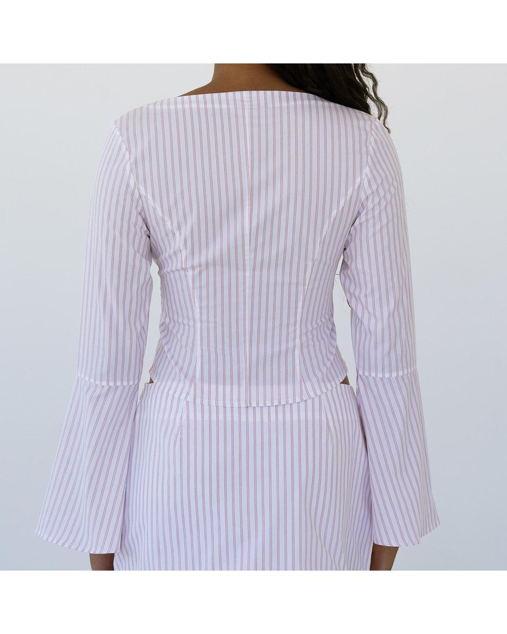 NUAJE NUAJE White Lea Square Neck Flared Sleeve Top