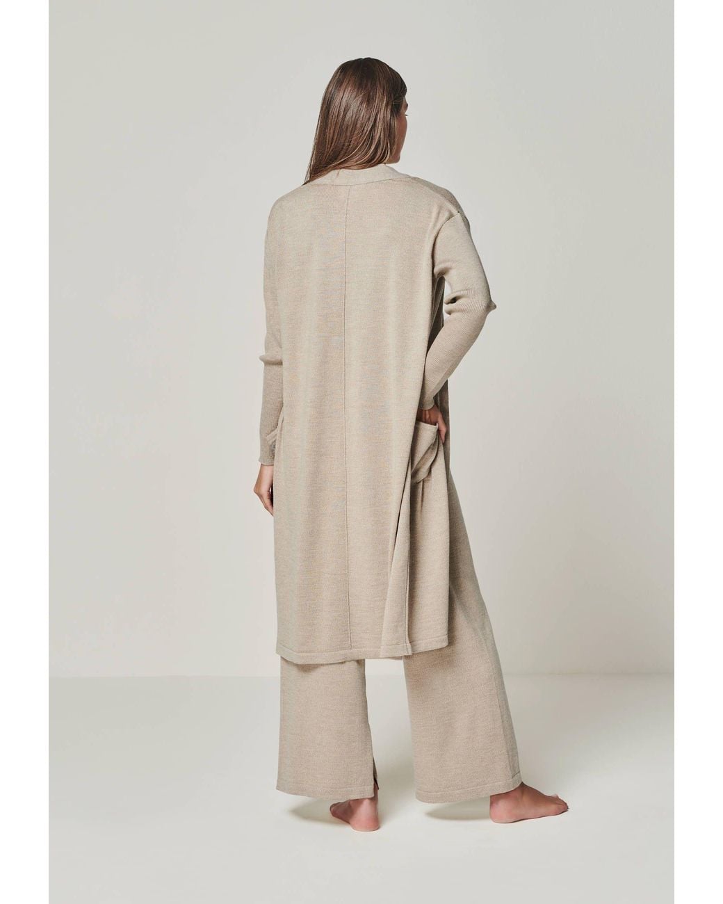 YOU LOOK PERFECT Natural Cardigan Blossom, Long Merino Cardigan With Pockets