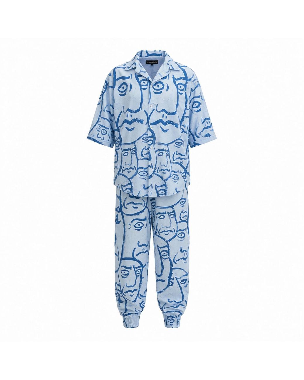 mysimplicated Blue Short Sleeve Shirt And Trousers Set