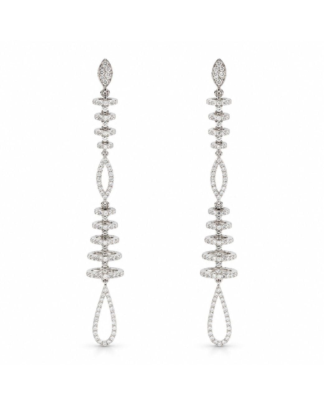 Artisan Metallic 18K Diamond Spiral Long Drop Earrings