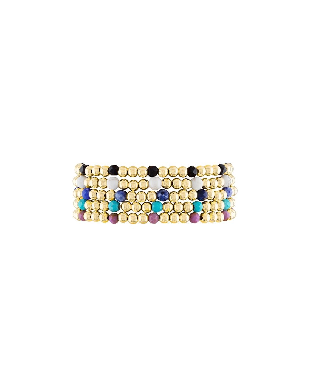 Olivia Le Metallic 14k Gold Filled Gemstone Cinco De Stack Bracelet Set