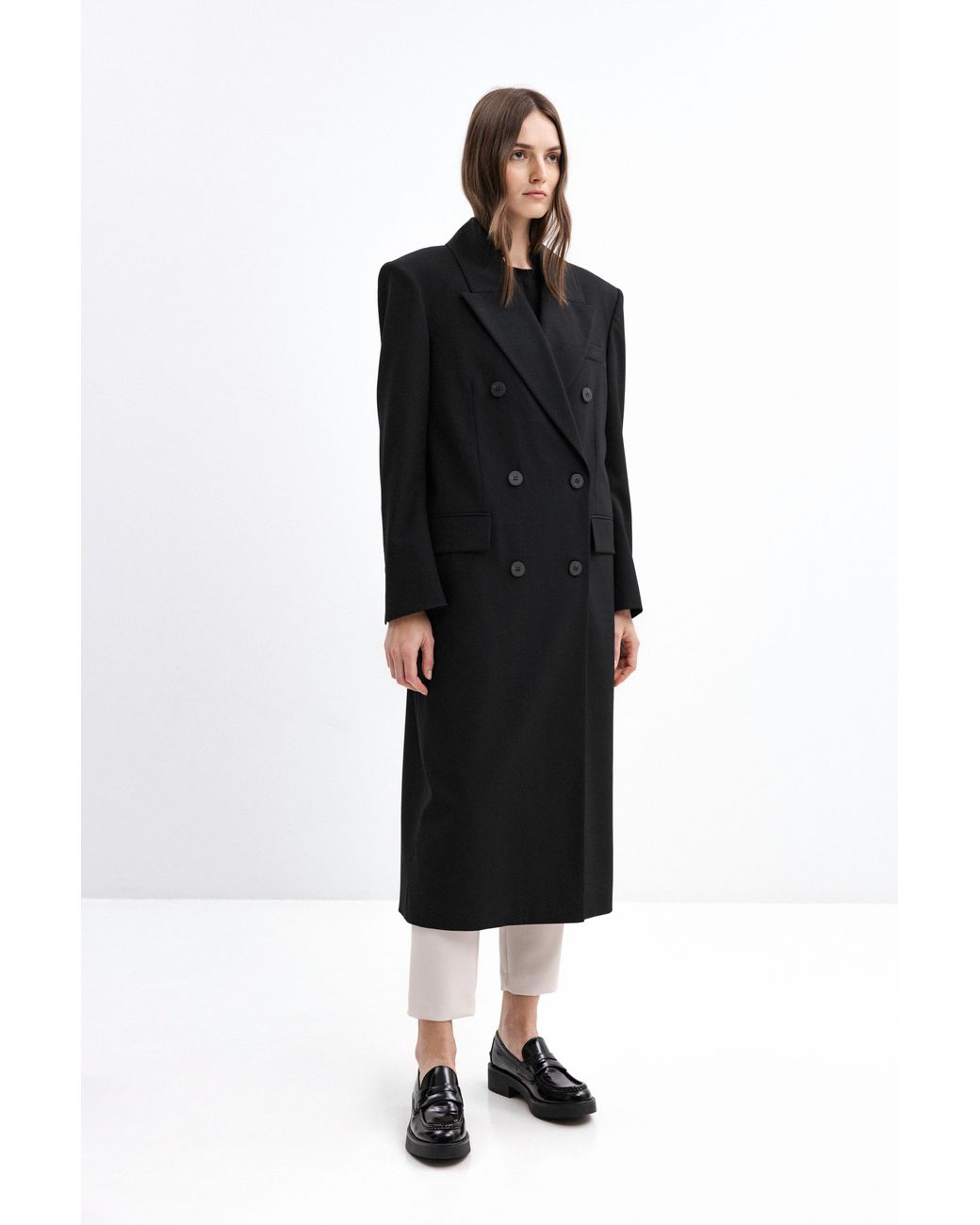 InAvati Black Oversized Jacket-Style Coat