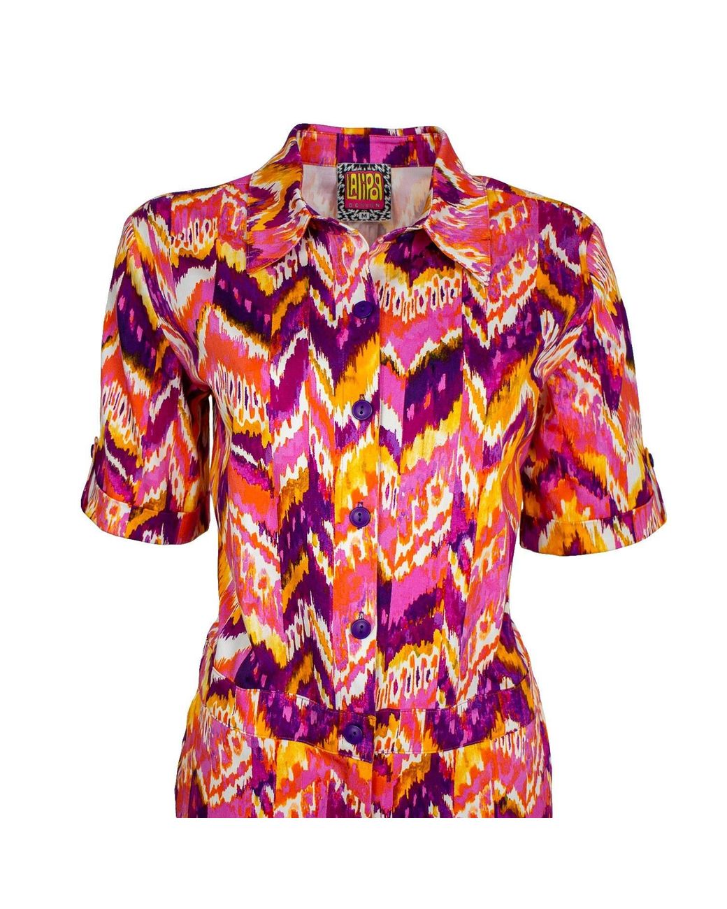 Lalipop Design Red Cotton Jumpsuit With Colorful Zigzag Print